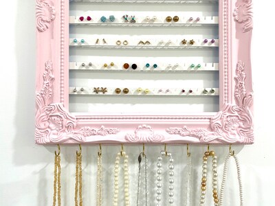 Baby Pink Wall Hanging Earring Organizer, Wall Jewelry Display, Jewelry  Organizer, Earring Display Rack, Custom Ornate Earring Holder